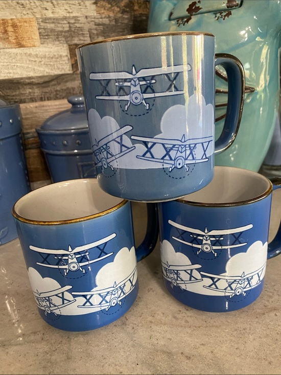 Otagiri Other - 3 Vintage 1970’s Otagiri Biplane Mug – Made in Japan – Airplane Coffee mugs